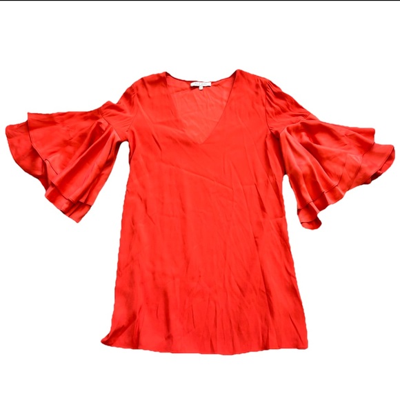 ALEXIS Vibrant Red Long Sleeve Dress Size Medium Sexy Trendy Fun Flirty Chic - Picture 7 of 7